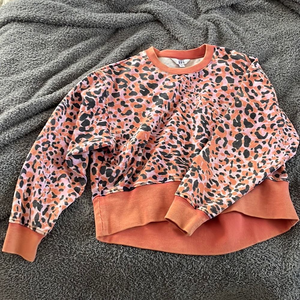JoyLab French Terry Acid Leopard Sweater SZ.M
